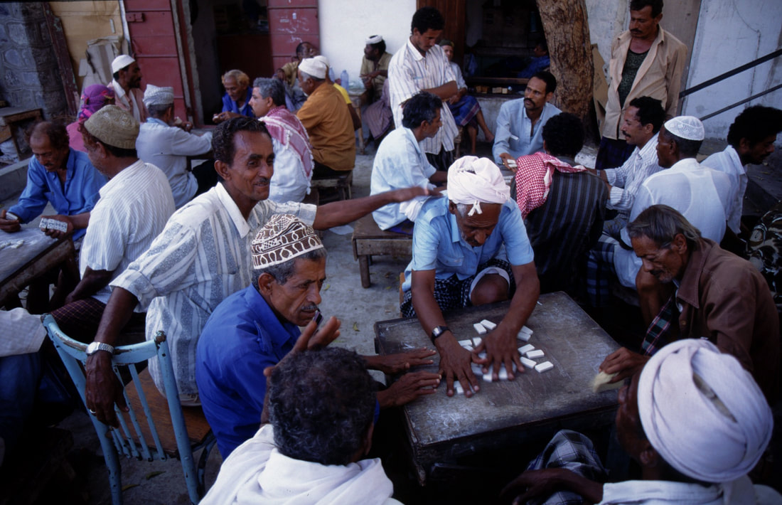 Dominoes at the Kat market, Aden